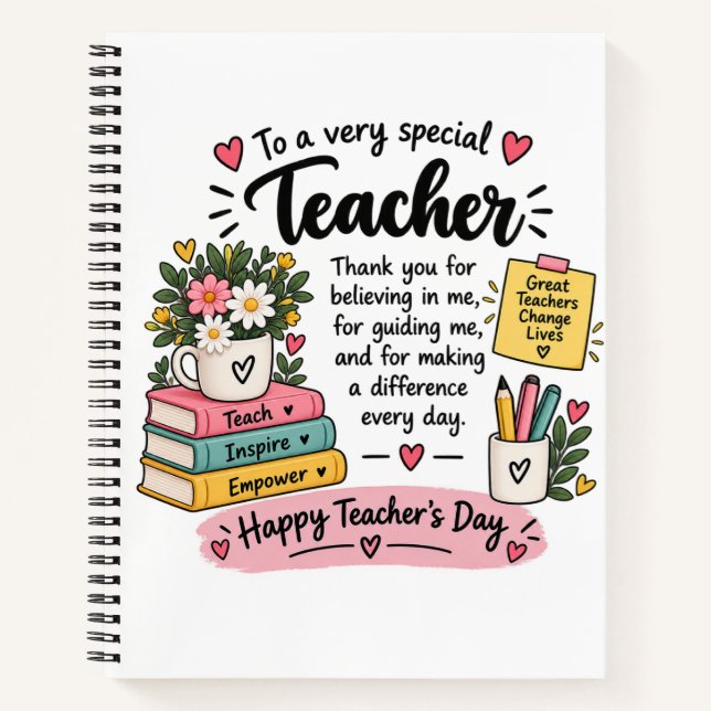 Cuaderno Regalo de Agradecimiento a Maestros | Feliz Día de (Anverso)