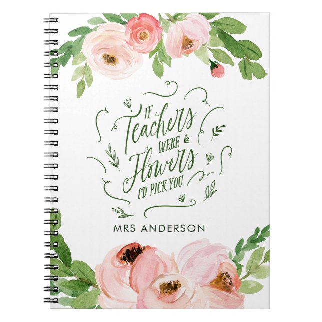 Cuaderno Regalo de agradecimiento floral rosa de Rubor (Frente)