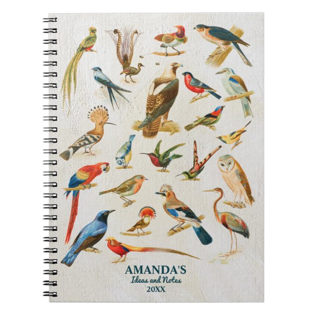 Cuaderno Regalo de Aves Vintage Ilustracion Birding Lover (Frente)