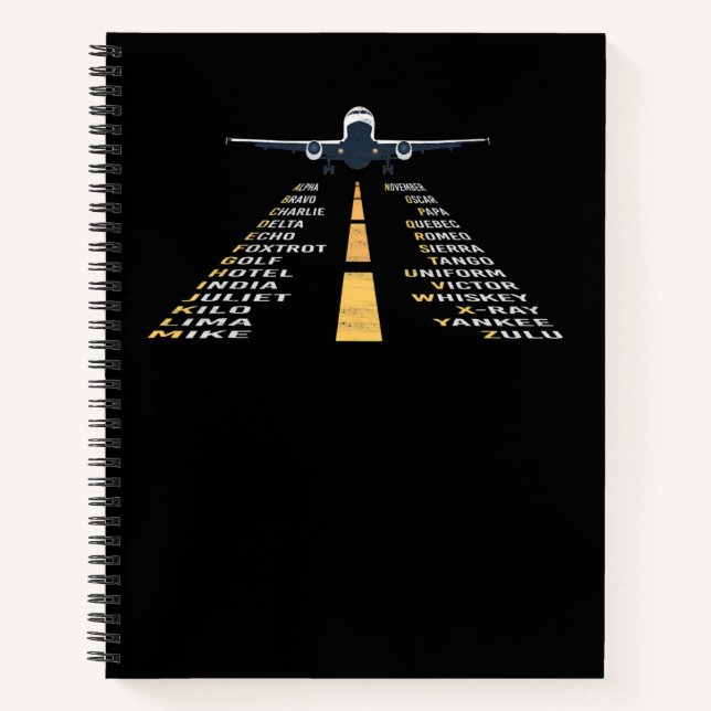 Cuaderno Regalo de avión de cadete fonético Aphabet Pilot (Anverso)