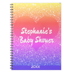 Cuaderno Regalo de Baby Shower con Monograma de Corazón de 
