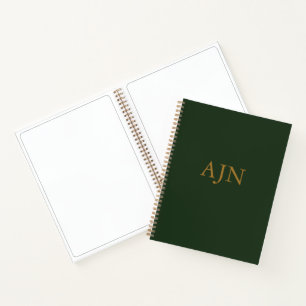 Cuaderno Regalo de bloc de notas de arte monogramado verde