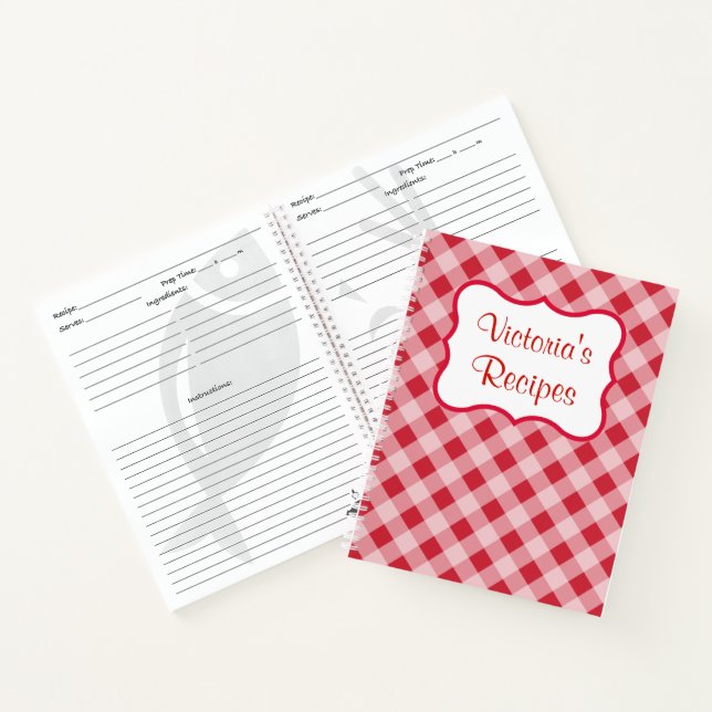 Cuaderno Regalo de bloc de notas de cocina rojo personaliza (Interior)