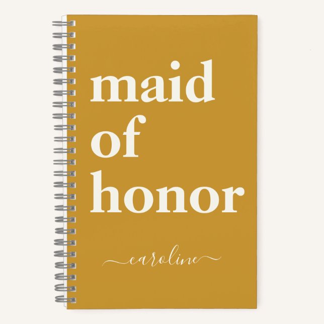 Cuaderno Regalo de boda amarillo personalizado para dama de (Anverso)
