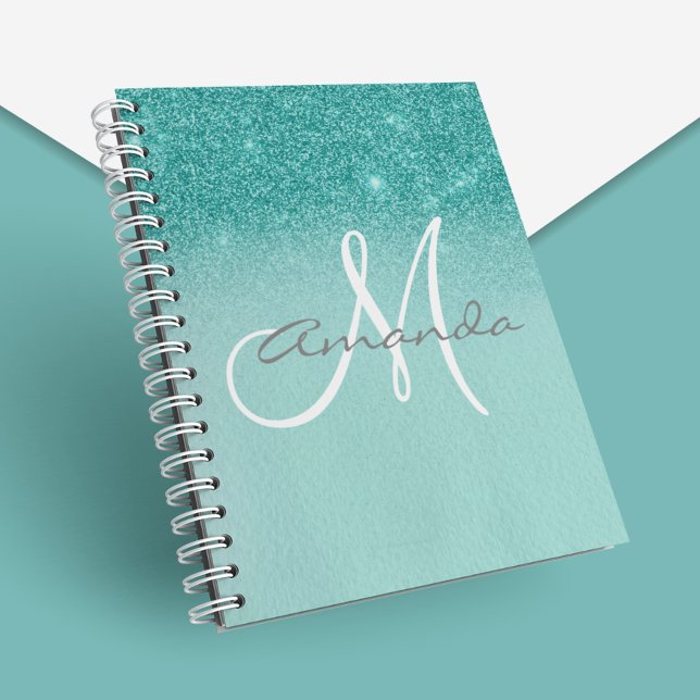 Cuaderno Regalo de color turquesa personalizado monograma (Subido por el creador)