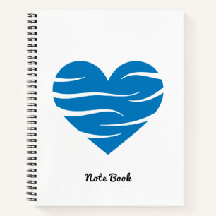Cuaderno Regalo de Corazón Azul con Olas Abstractas Amor y
