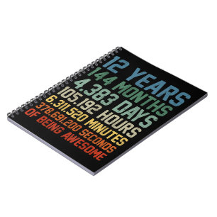 Cuaderno Regalo de cumpleaños 12 años de antigüedad
