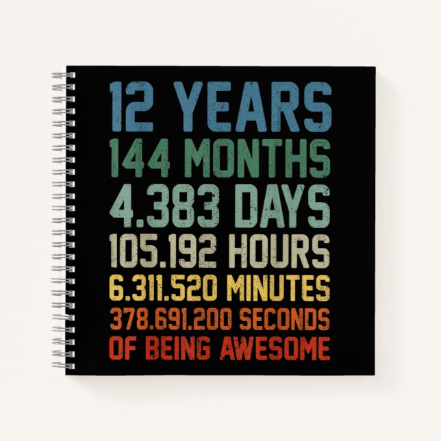 Cuaderno Regalo de cumpleaños 12 años de antigüedad (Anverso)
