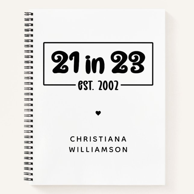 Cuaderno Regalo de cumpleaños 21 personalizado en 23 de ene (Anverso)