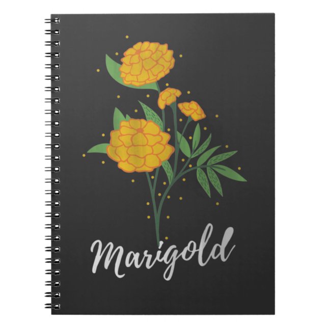 Cuaderno Regalo de cumpleaños de octubre marigold flor vint (Frente)