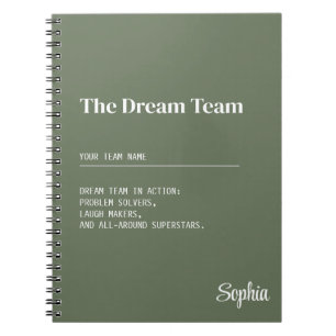 Cuaderno Regalo de equipo de ensueño personalizado para com