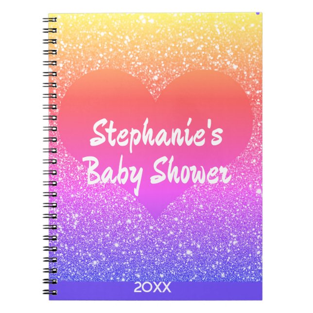 Cuaderno Regalo de Favor de Baby Shower con Monograma de Co (Frente)