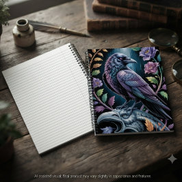 Cuaderno Regalo de Floral Cuervo Gótico para Amantes de la 