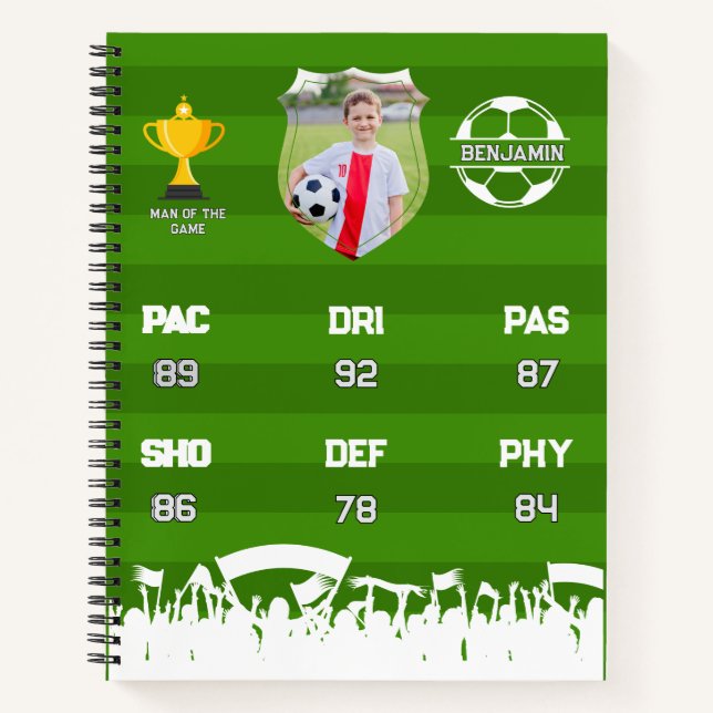 Cuaderno Regalo De Fútbol Personalizado Para Niños, Tarjeta (Anverso)