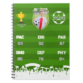 Cuaderno Regalo de fútbol personalizado para niños, tarjeta