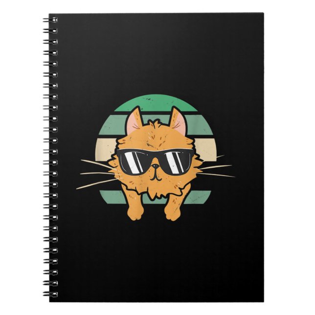 Cuaderno Regalo de gafas de sol para gato Naranja de época (Frente)