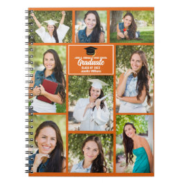 Cuaderno Regalo de graduación de Collage de fotos naranja