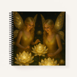 Cuaderno Regalo de Hada de Loto Dorado Fantasía Mágica
