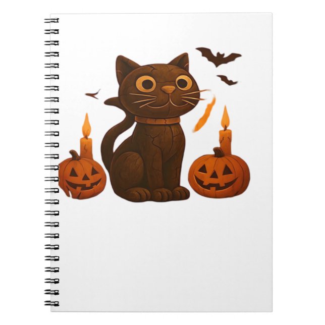Cuaderno Regalo de Halloween para gatito de calabaza de cre (Frente)