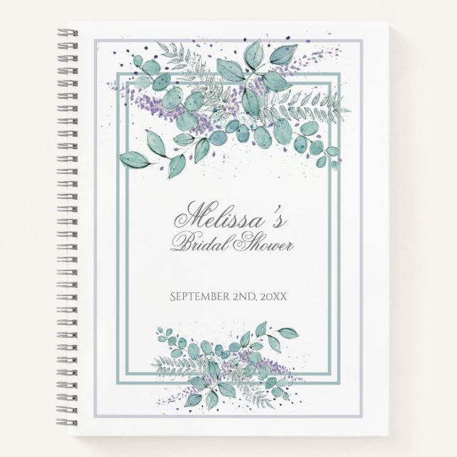 Cuaderno Regalo de invitado de ducha de novia Eucalyptus Br (Anverso)