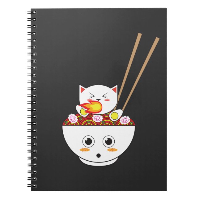 Cuaderno Regalo de Kawaii del gato de los Ramen para Otakus (Frente)