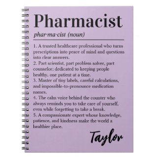 Cuaderno Regalo de lavanda de definición de farmacéutico pe