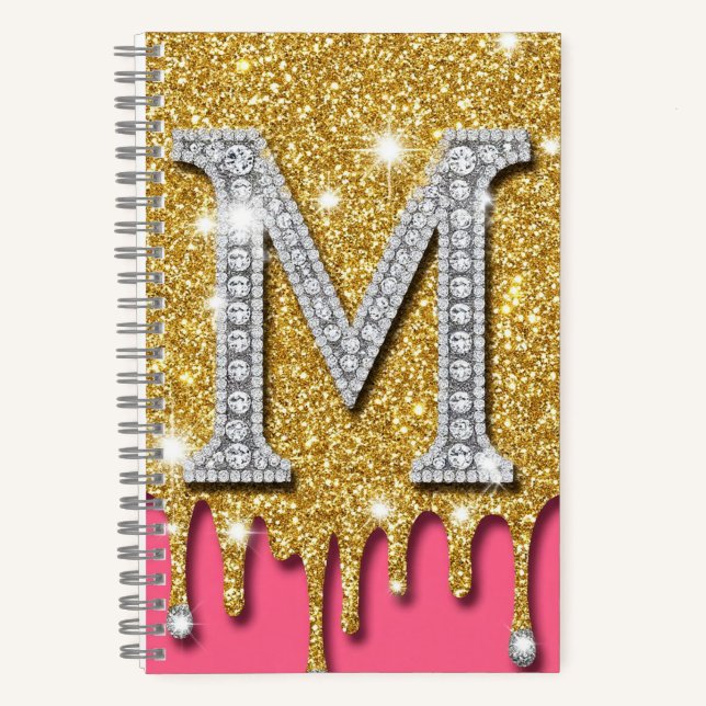 Cuaderno Regalo de letra inicial de diamante de oro sobre f (Anverso)