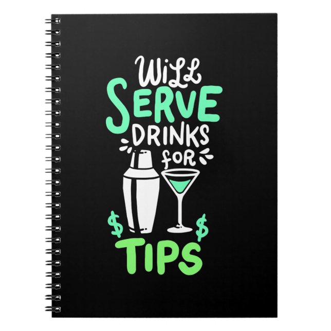 Cuaderno Regalo de Navidad | Bartender Servirá Bebidas Para (Frente)