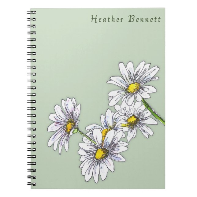 Cuaderno Regalo de Navidad boho floral de margarita acuarel (Frente)