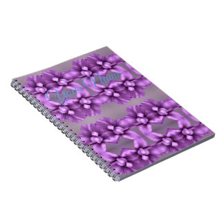 Cuaderno Regalo de NOMBRE morado floral - Flor Personalizab