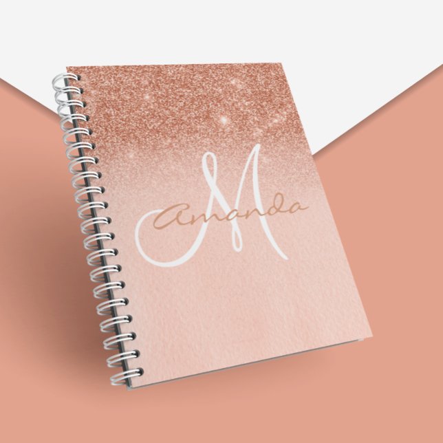 Cuaderno Regalo de oro de Rosa personalizado monograma (Subido por el creador)