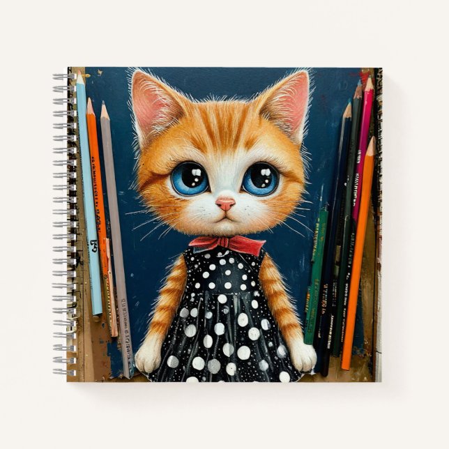 Cuaderno 🐱✏️ Regalo de papelería para estudiar con gato ad (Anverso)
