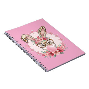 Cuaderno Regalo de Pascua Floral Conejito Leopardo Mono