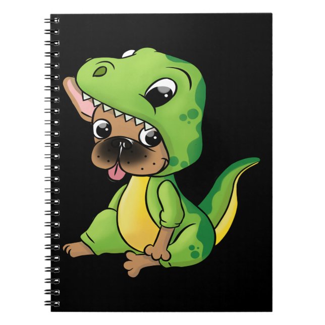 Cuaderno Regalo de perro | Bulldog Francés Con Dinosaurios  (Frente)
