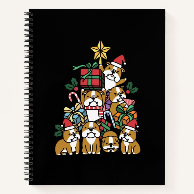 Cuaderno Regalo de perro | Perro de Bulldog inglés del árbo (Anverso)