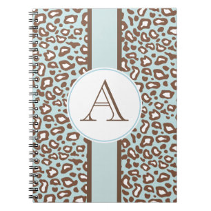 Cuaderno Regalo de portátil Aqua Leopard Monogram Journal