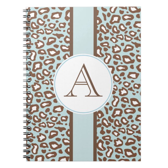Cuaderno Regalo de portátil Aqua Leopard Monogram Journal (Frente)