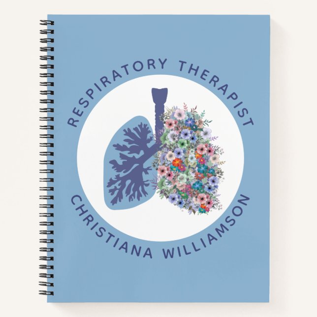 Cuaderno Regalo de pulmones florales de terapeuta respirato (Anverso)