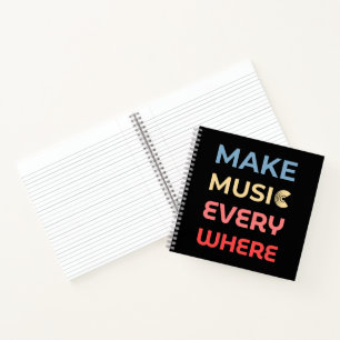 Cuaderno Regalo de retro Music Lover - Haz música por todas