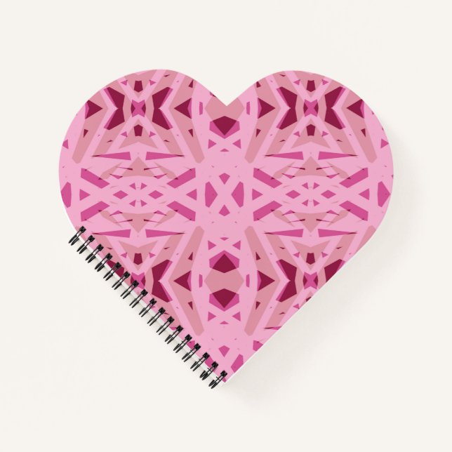 Cuaderno Regalo de San Valentín de arte geométrico rosa roj (Anverso)