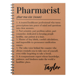 Cuaderno Regalo de Terracota con Definición de Farmacéutico