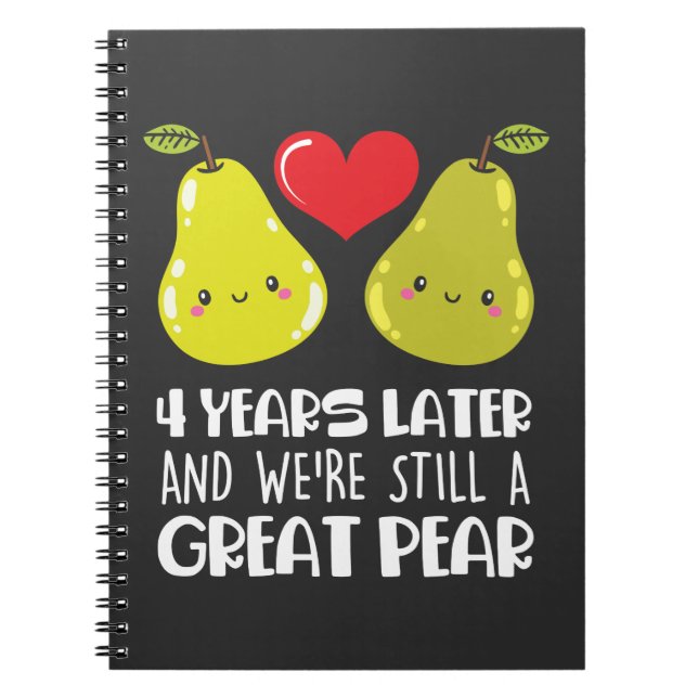 Cuaderno Regalo del cuarto aniversario del Boda Pear de par (Frente)
