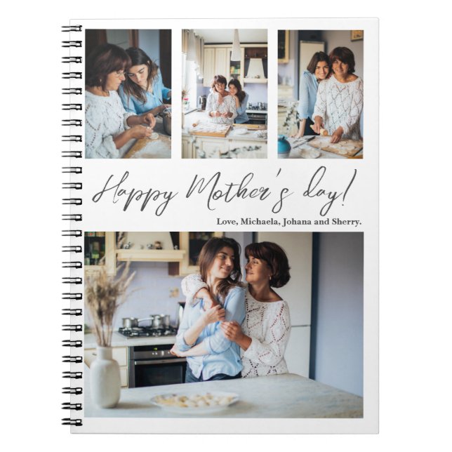 Cuaderno Regalo del Día de la Madre del collage de fotos (Frente)