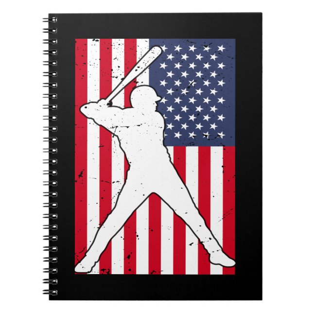 Cuaderno Regalo del equipo de béisbol de bandera estadounid (Frente)