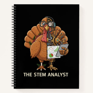 Cuaderno Regalo divertido de Acción de Gracias Robot Pavo A