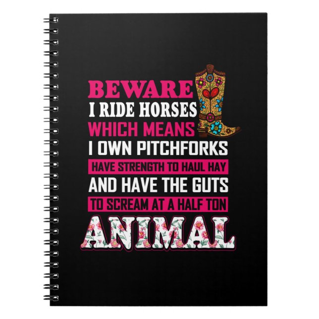 Cuaderno Regalo ecuestre | Cuidado con los caballos de pase (Frente)