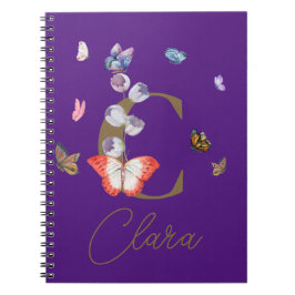 Cuaderno Regalo floral colorido de mariposa personalizado
