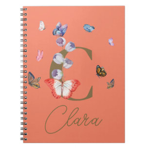 Cuaderno Regalo floral colorido de mariposa personalizado