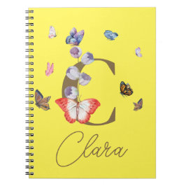 Cuaderno Regalo floral colorido de mariposa personalizado