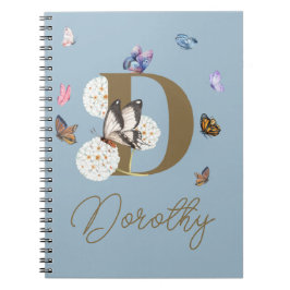 Cuaderno Regalo floral colorido de mariposa personalizado